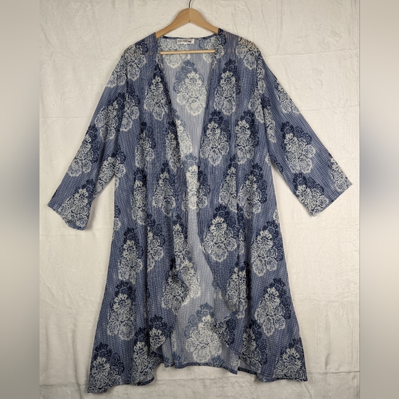 Fly Curvy Kimono Cover Up 2XL Blue White Floral Plus Size Cover-up - Picture 13 of 13